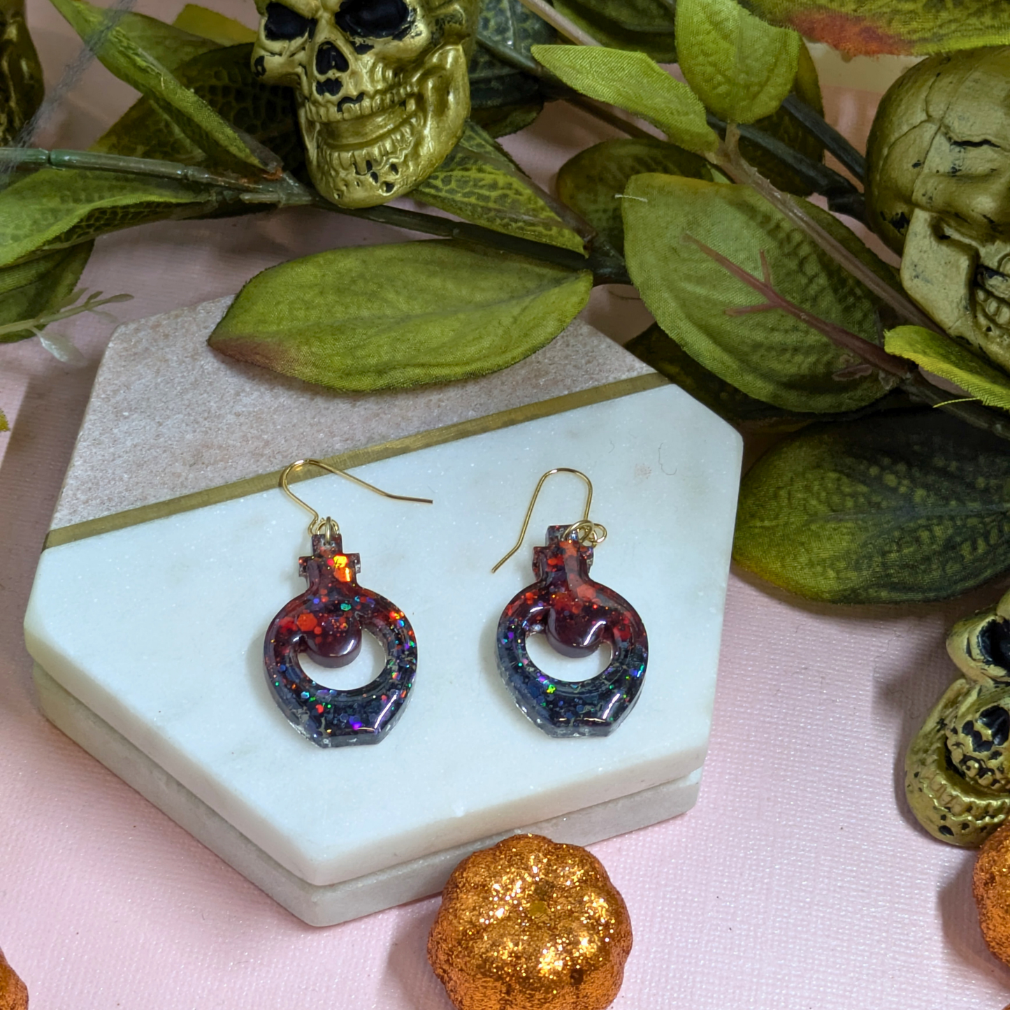Glitter Potion Bottle Resin Dangle Earrings