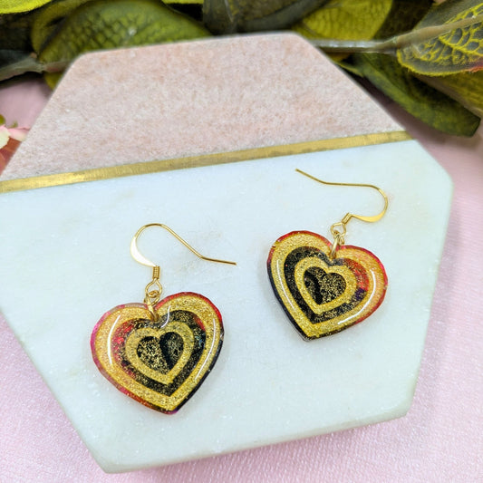 "Annabel" Heart Alcohol Ink Dangle Earrings