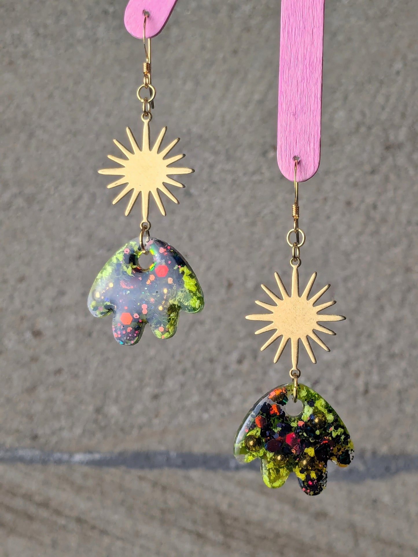 "Aster" Autumn Petal Resin Dangle Earrings | Handmade Boho-Chic Jewellery