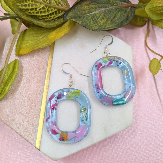 Abigail No Waste Resin Rounded Square Dangle Earrings | Eco-Friendly Jewellery by Created By Lau