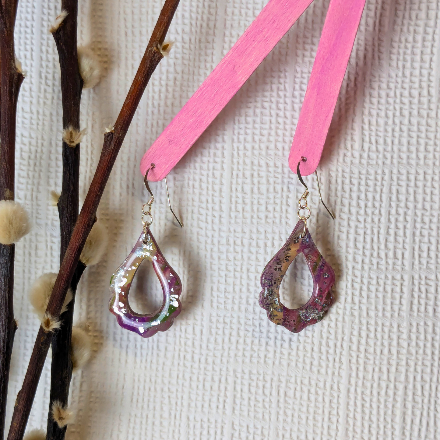 Angeline Abstract Flower Petal Polymer Clay Dangle Earrings