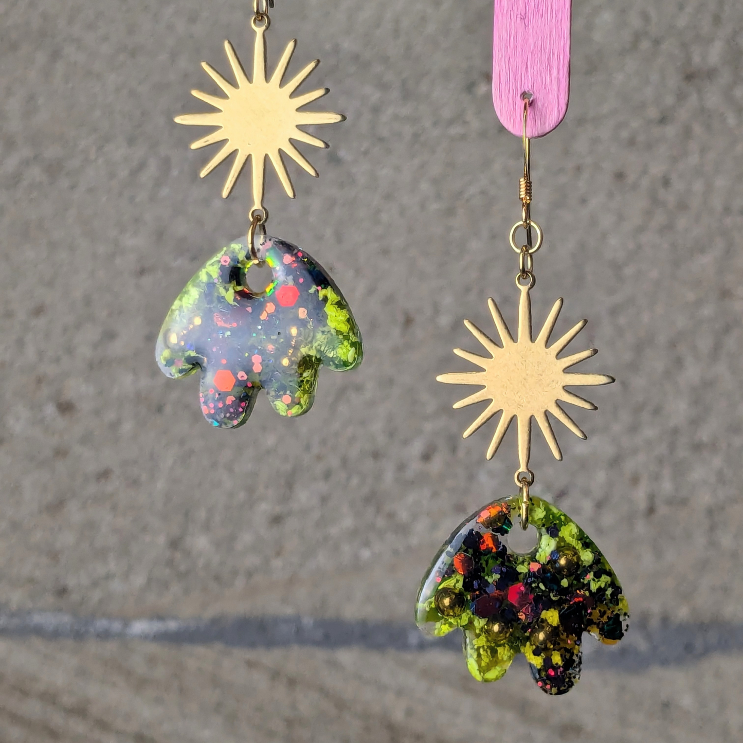 "Aster" Autumn Petal Resin Dangle Earrings | Handmade Boho-Chic Jewellery