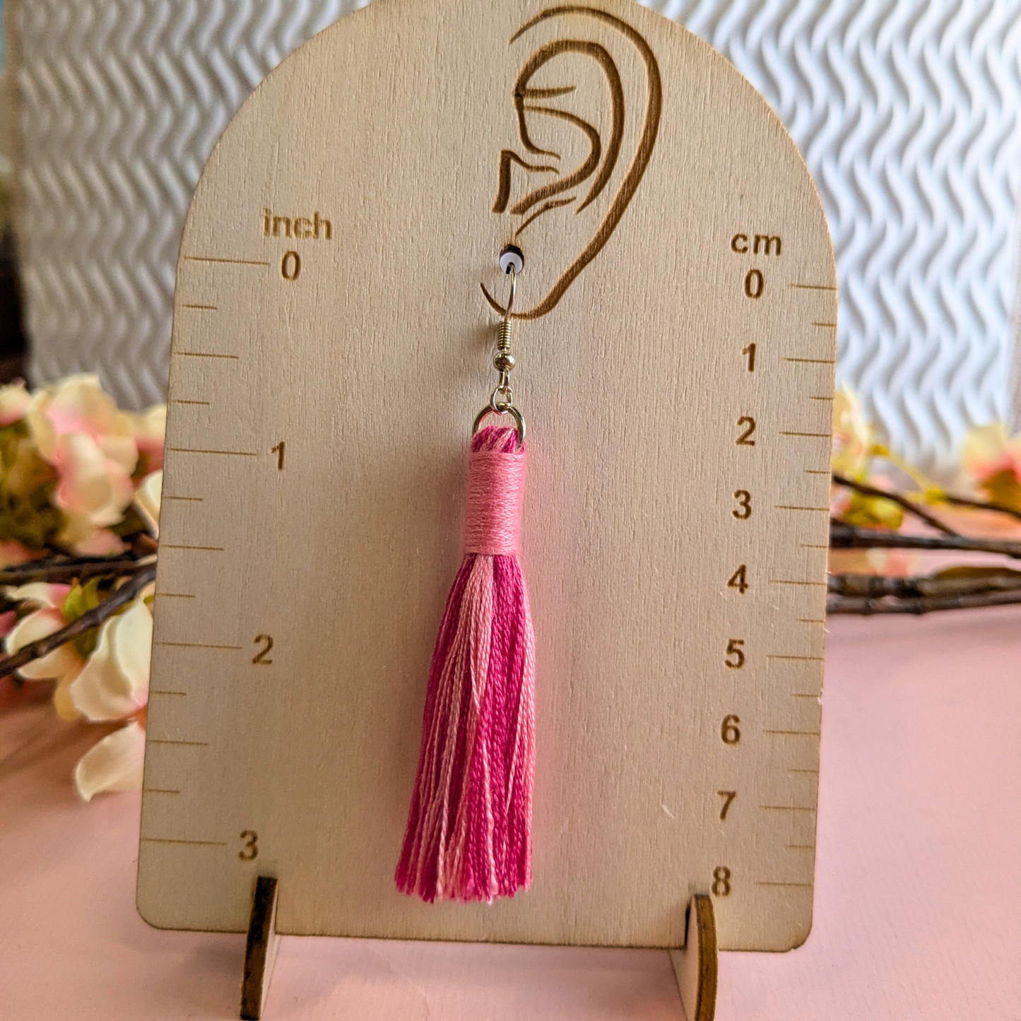 Aurora Pink Mix & Bright Pink Wrap Tassel Earrings - Silver UK