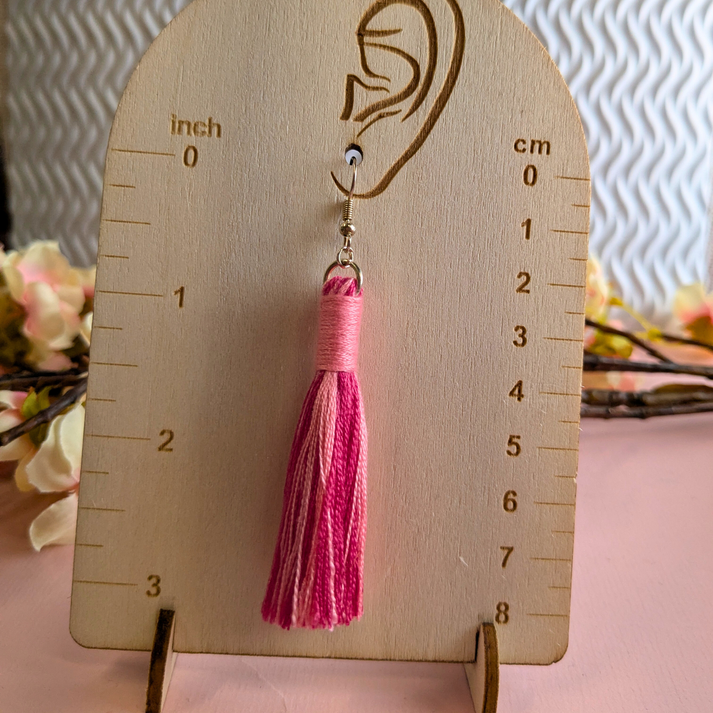 Aurora Pink Mix & Bright Pink Wrap Tassel Earrings - Silver UK