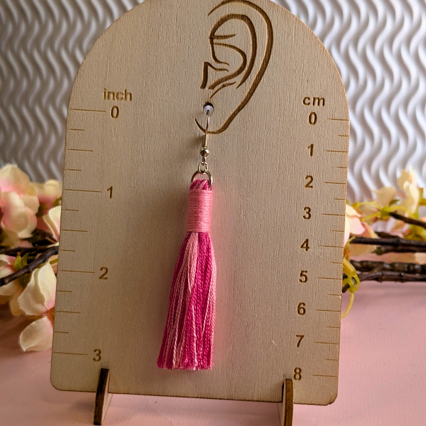 Aurora Pink Mix & Bright Pink Wrap Tassel Earrings - Silver UK