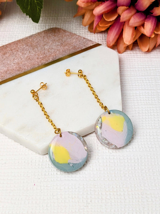 Drop Dangle Earrings - Part of our No Waste Collection using Pastel Multi Colours