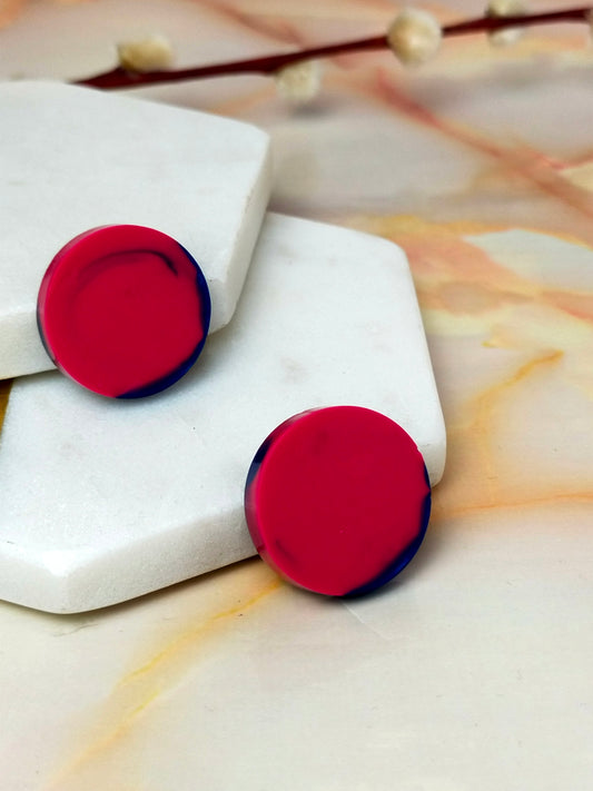 "Bailey" Pink & Blue Circle Resin Stud Earrings