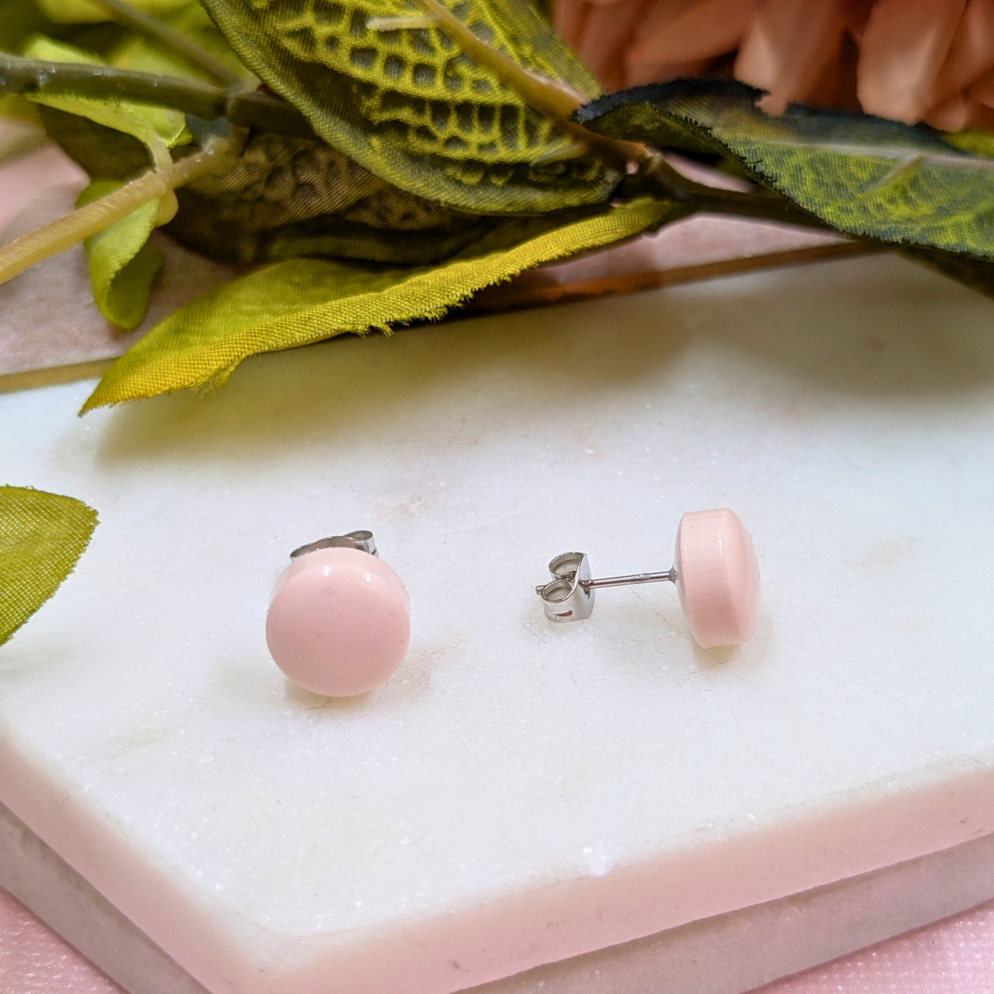 Bridget Ecru Small Resin Stud Earrings