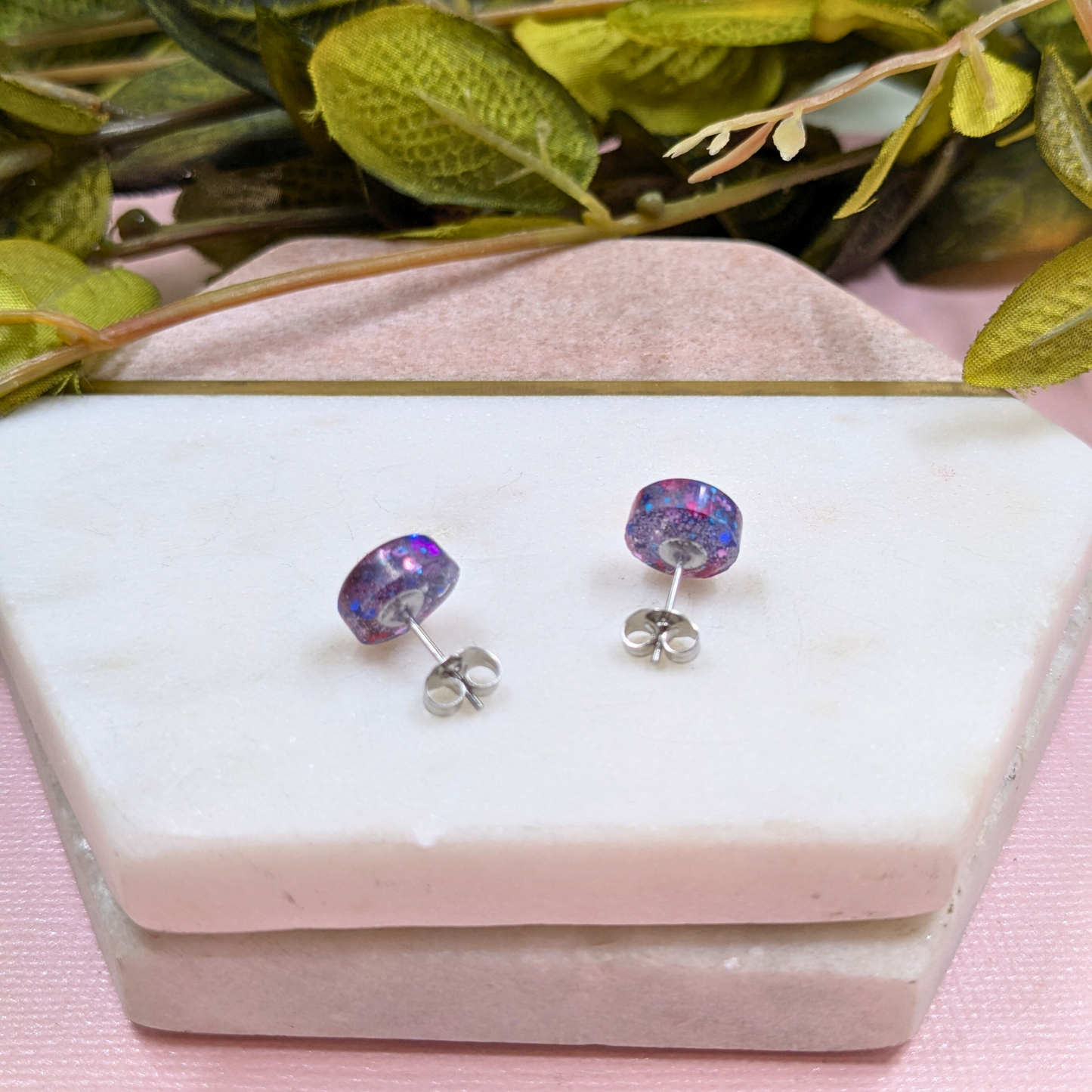 Bridget Purple & Royal Blue Glitter Small Resin Studs