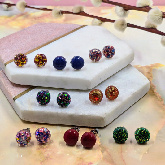 Small Resin Stud Earrings | Minimalist Handmade Jewellery by Created By Lau
