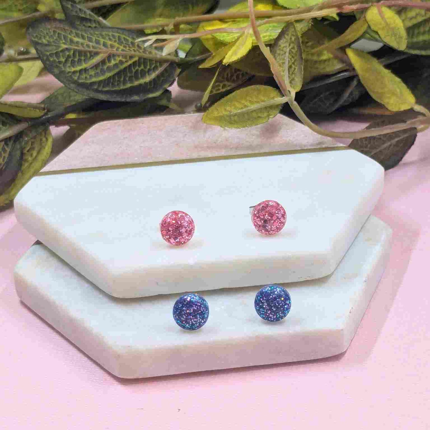 Bridget Floral Moroccan Resin Stud Earrings - Handmade Glitter UK