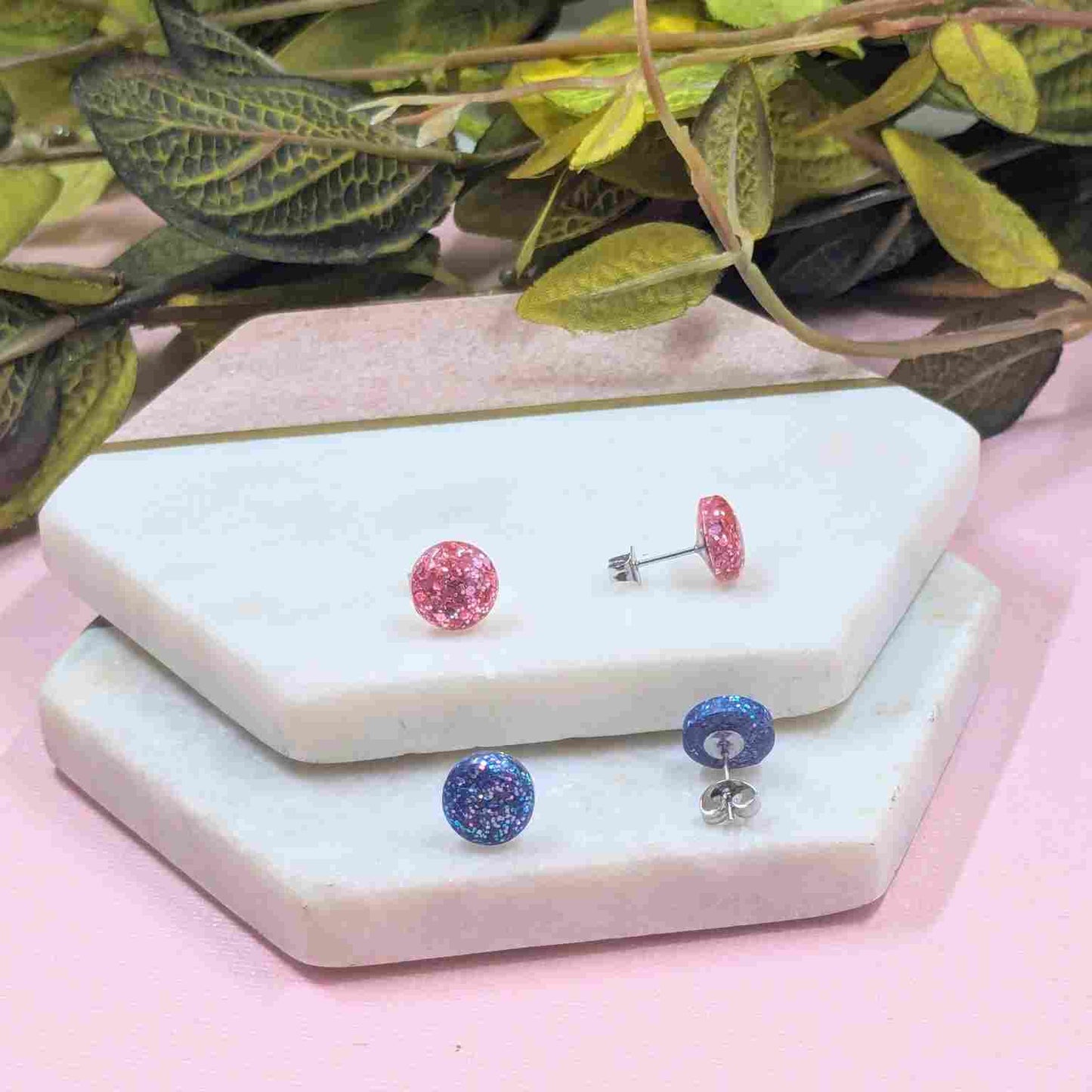 Bridget Floral Moroccan Resin Stud Earrings - Handmade Glitter UK