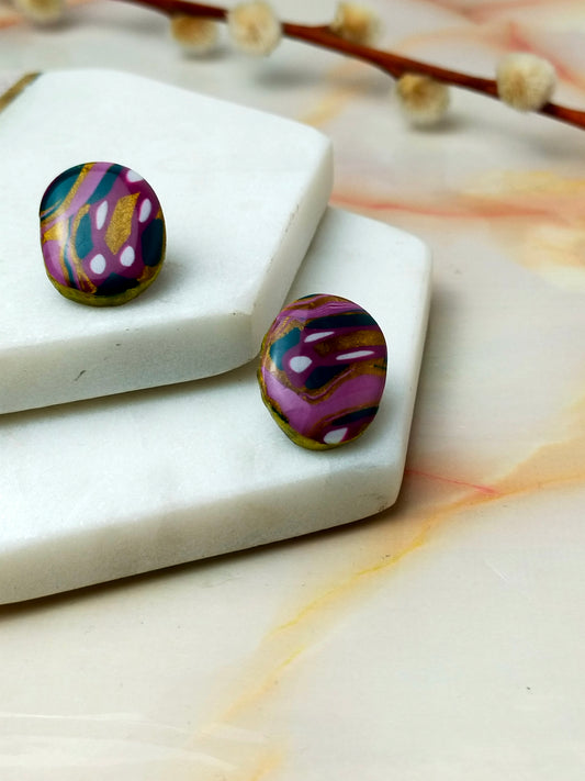"Gwen" Abstract Oval Polymer Clay Stud Earrings