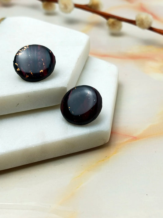"Poppy" Black & Copper foil Circle Studs