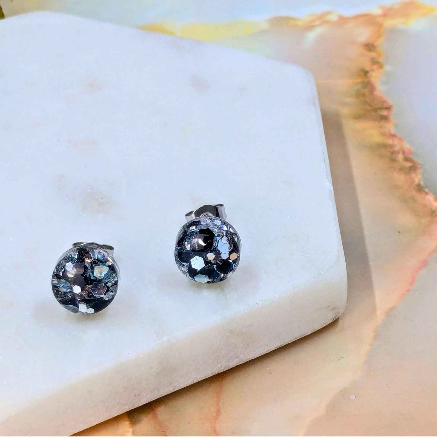 Small Resin Stud Earrings | Minimalist Handmade Jewellery by Created By Lau