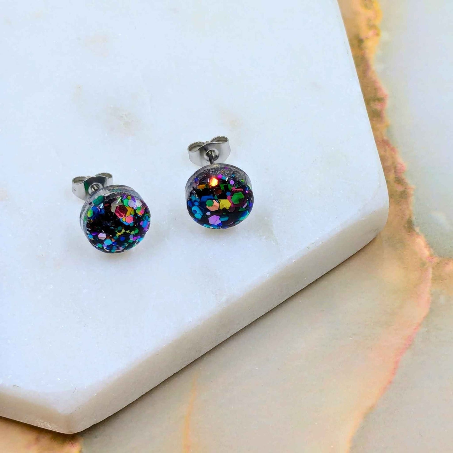 Small Resin Stud Earrings | Minimalist Handmade Jewellery by Created By Lau