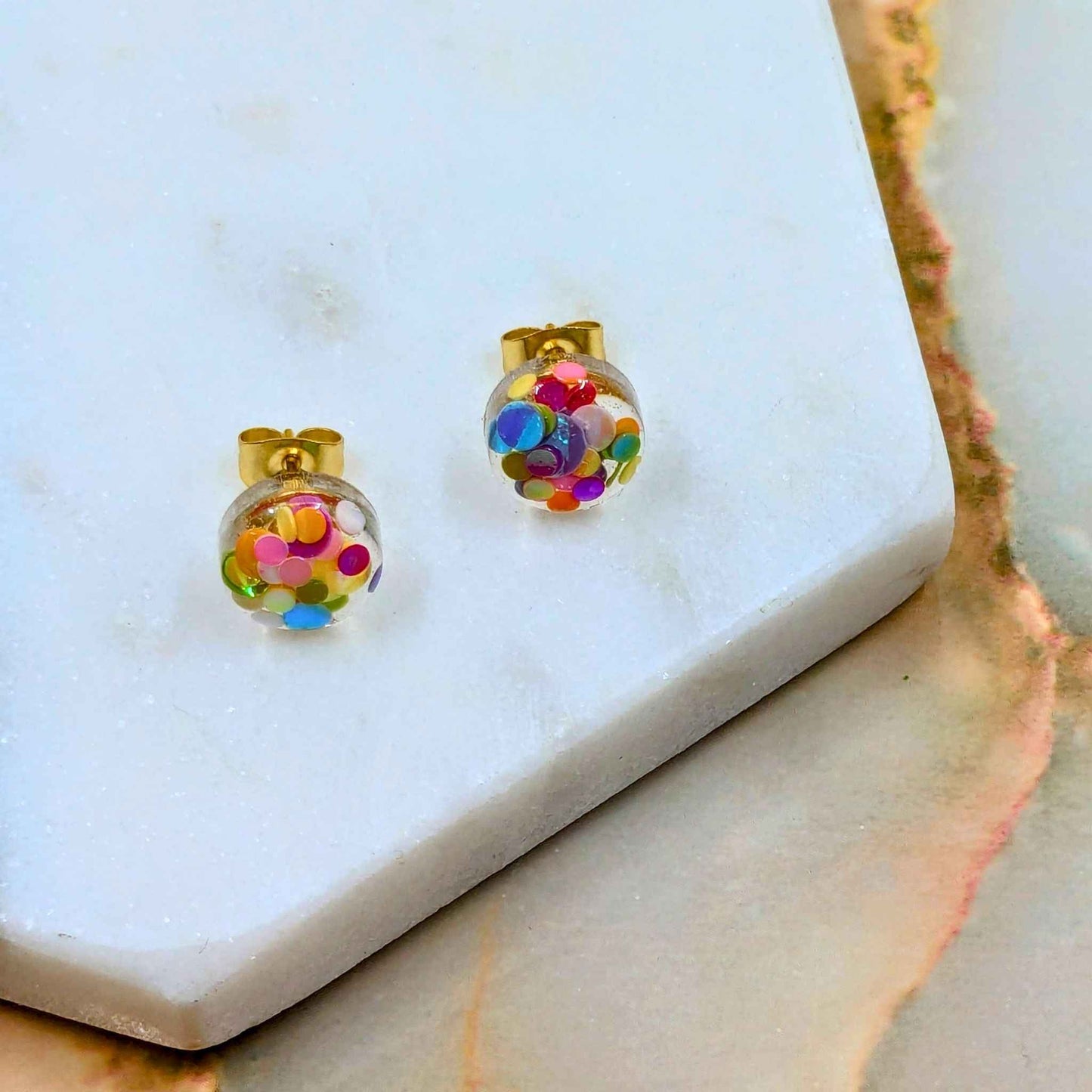Small Resin Stud Earrings | Minimalist Handmade Jewellery by Created By Lau