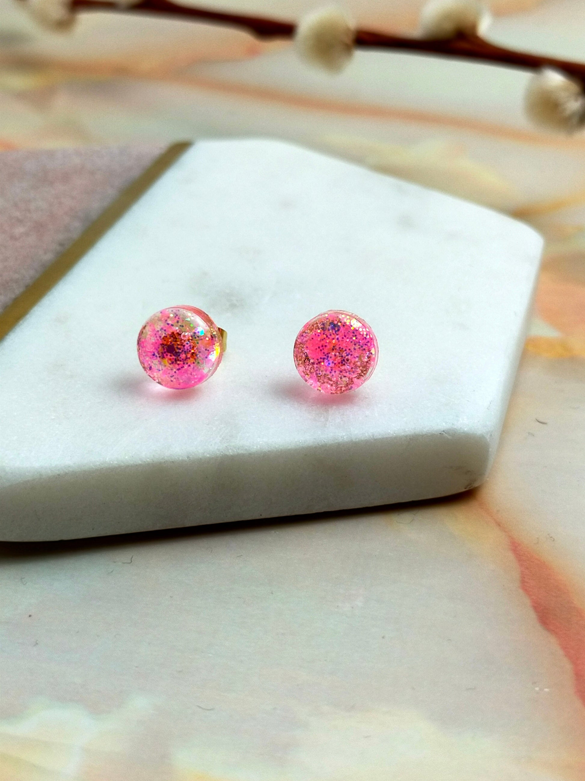Small Resin Stud Earrings | Minimalist Handmade Jewellery by Created By Lau