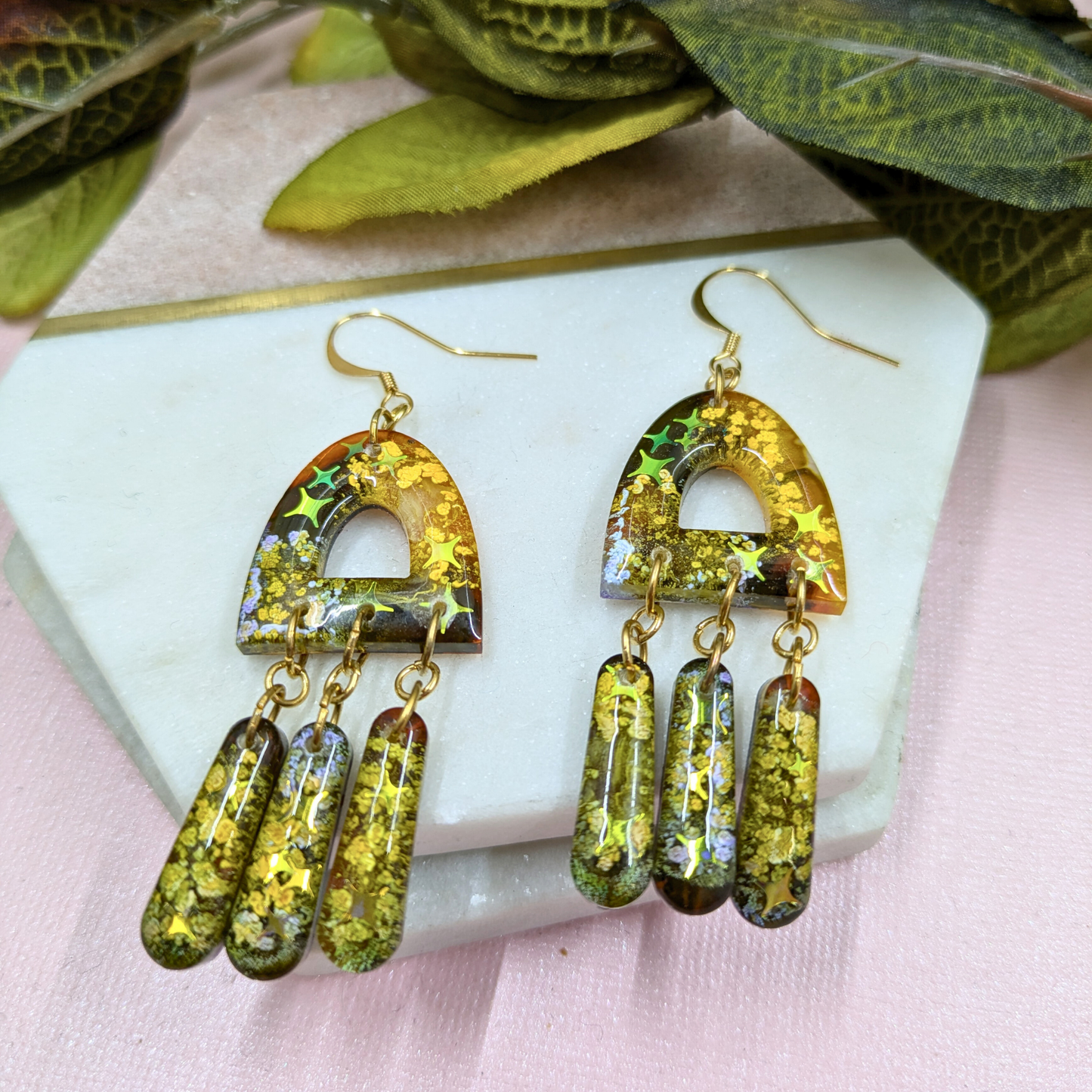 Jagger Celestial Sparkle Resin Dangle Earrings