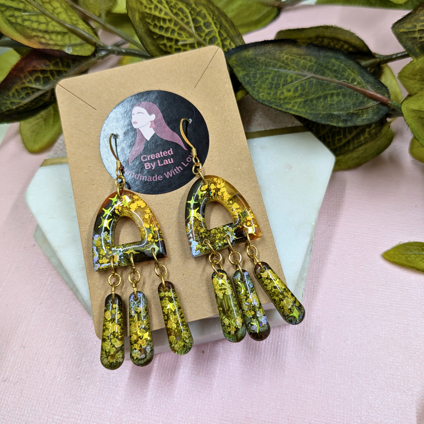 Jagger Celestial Sparkle Resin Dangle Earrings
