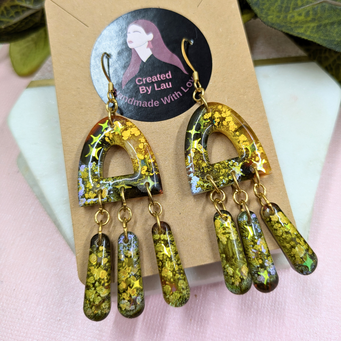 Jagger Celestial Sparkle Resin Dangle Earrings