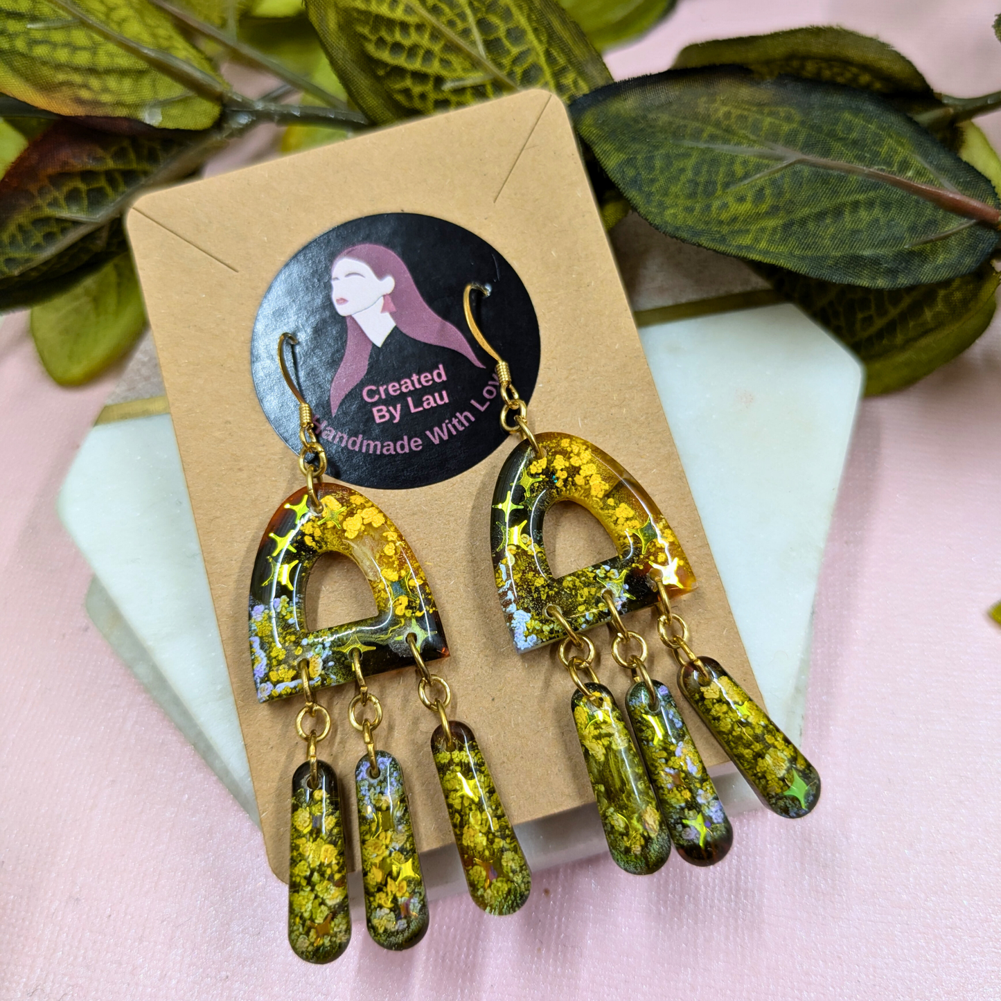 Jagger Celestial Sparkle Resin Dangle Earrings