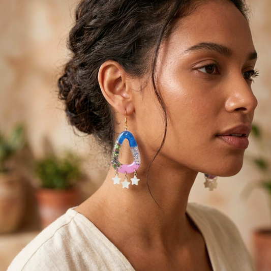Naomi Wavy Resin Dangles - Sustainable No Waste Collection - Yorkshire