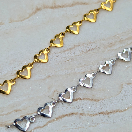 "Salzburg" Stainless Steel Flat Heart Chain