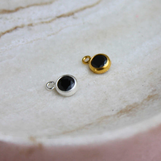 Black Onyx 4mm CZ Charm