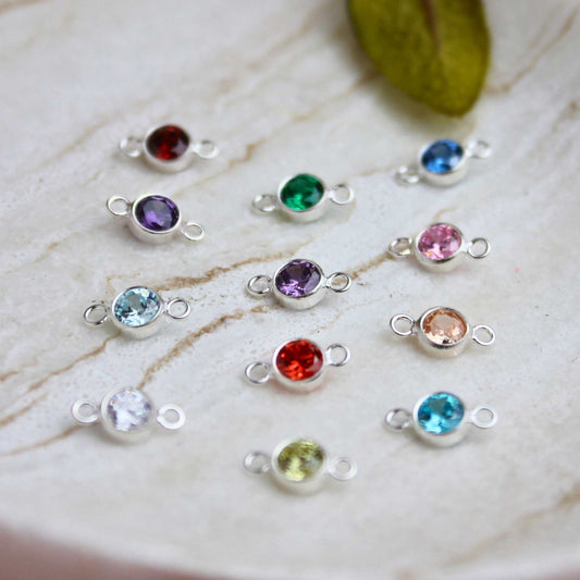 Birthstone 4mm Cubic Zirconia Connector Charm