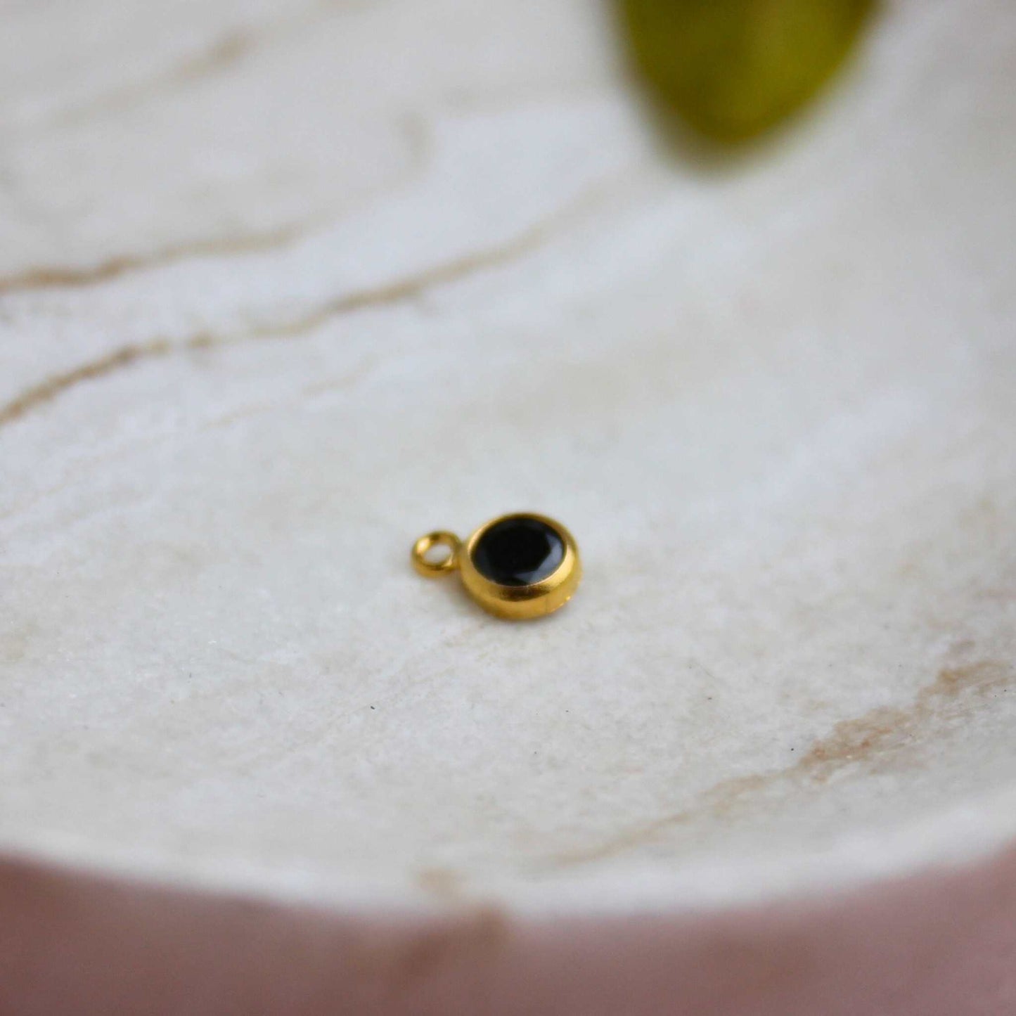 Black Onyx 4mm CZ Charm