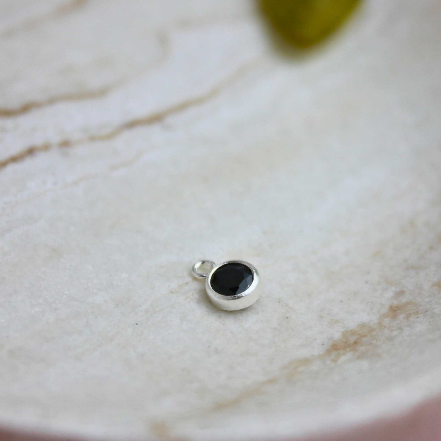 Black Onyx 4mm CZ Charm