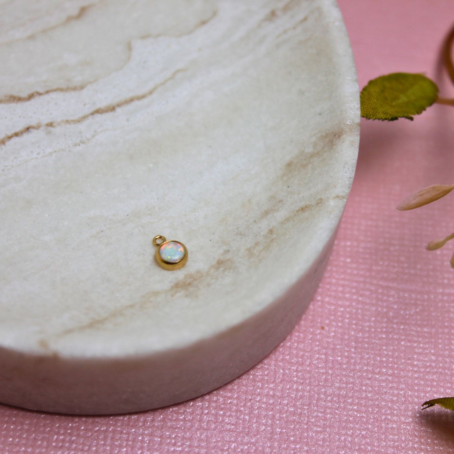 White Opal 4mm Pendant Charm