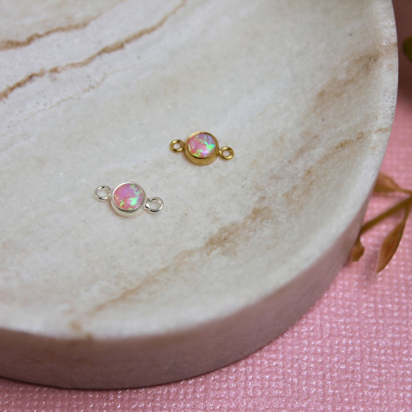 Pink Opal 4mm Connector Charm