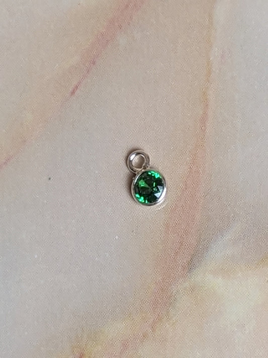 Sterling Silver Green Crystal Charm