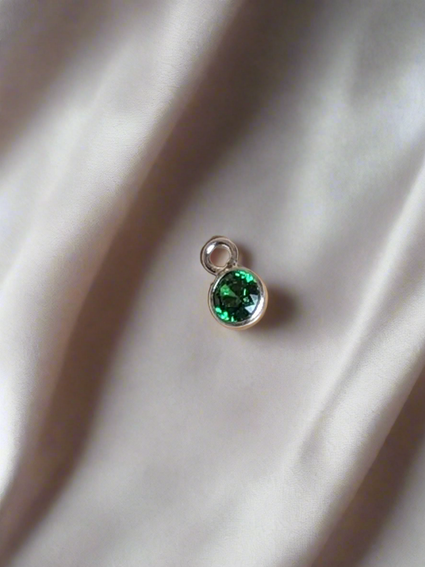 Sterling Silver Green Crystal Charm