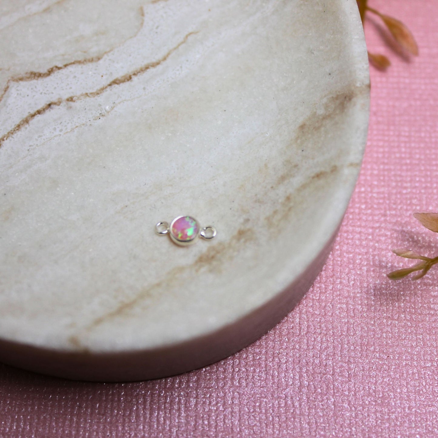 Pink Opal 4mm Connector Charm