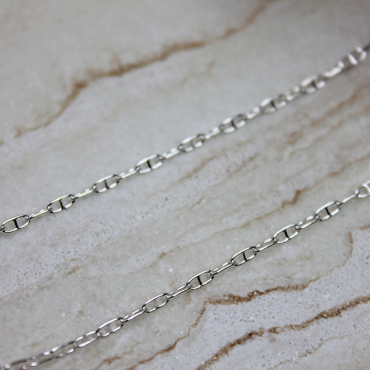 "Florence" Sterling Silver Long Link Anchor Style Chain