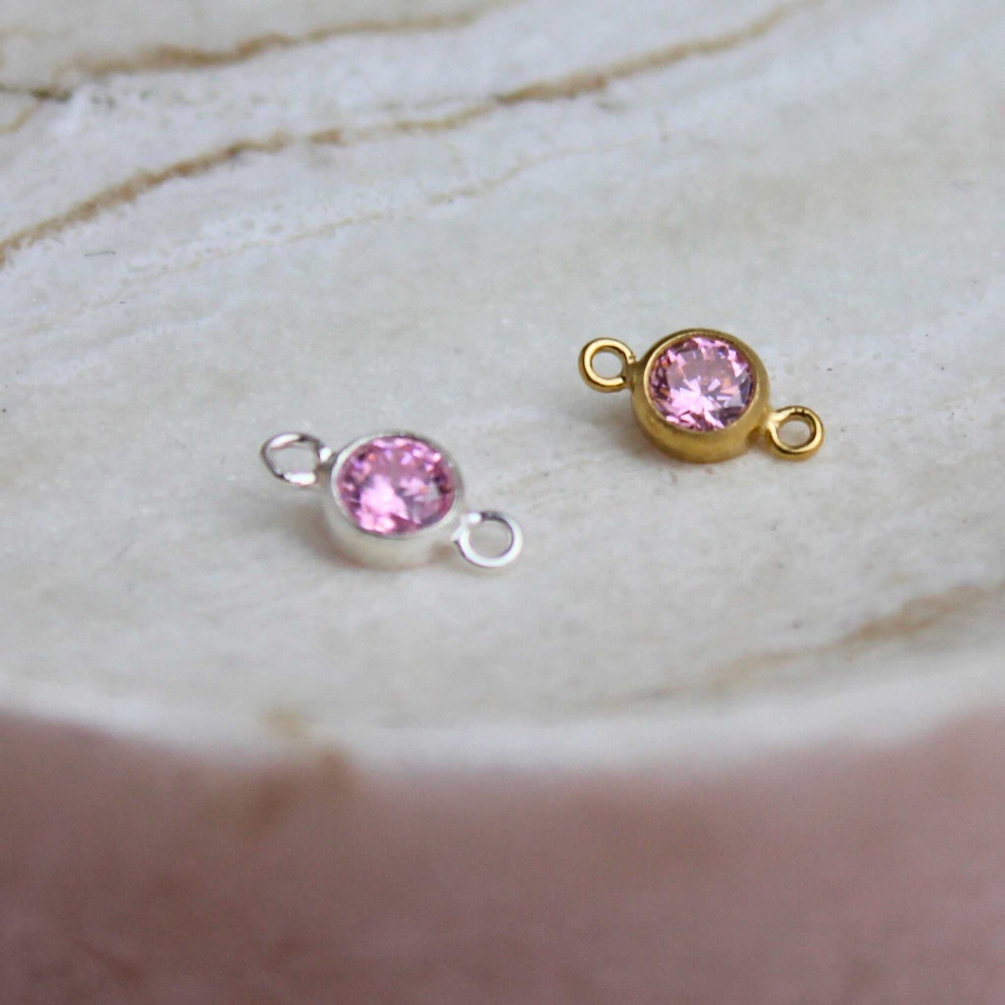 Birthstone 4mm Cubic Zirconia Connector Charm