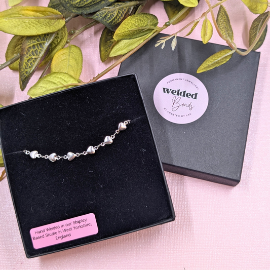 "Boston" Silver Heart Chain Bracelet - Ready-to-Wear Welded Bonds Style