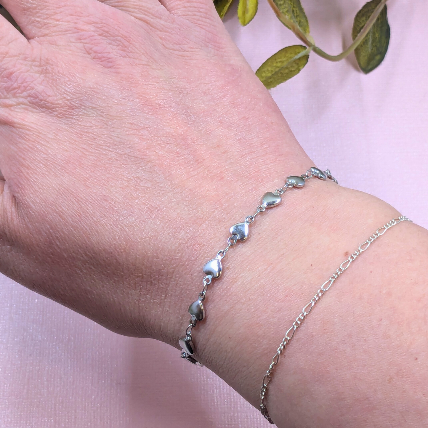 "Boston" Silver Heart Chain Bracelet - Ready-to-Wear Welded Bonds Style