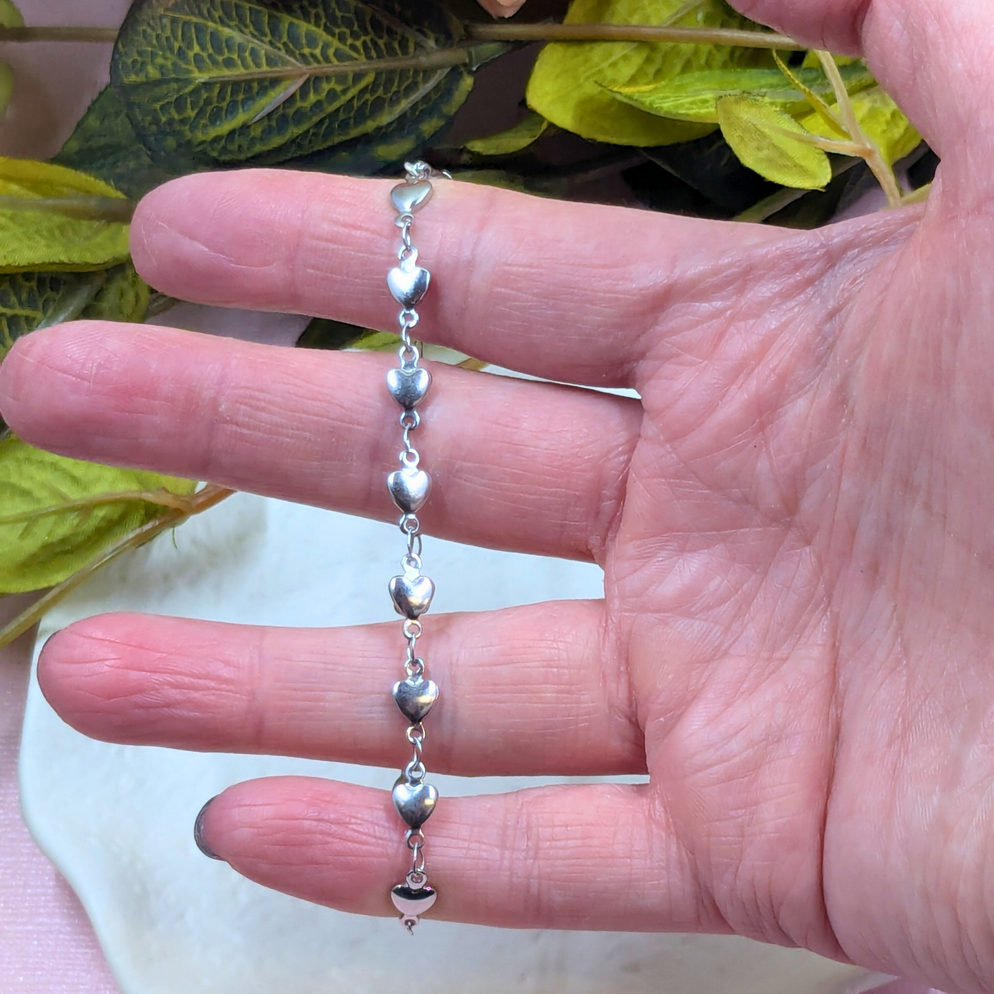 "Boston" Silver Heart Chain Bracelet - Ready-to-Wear Welded Bonds Style