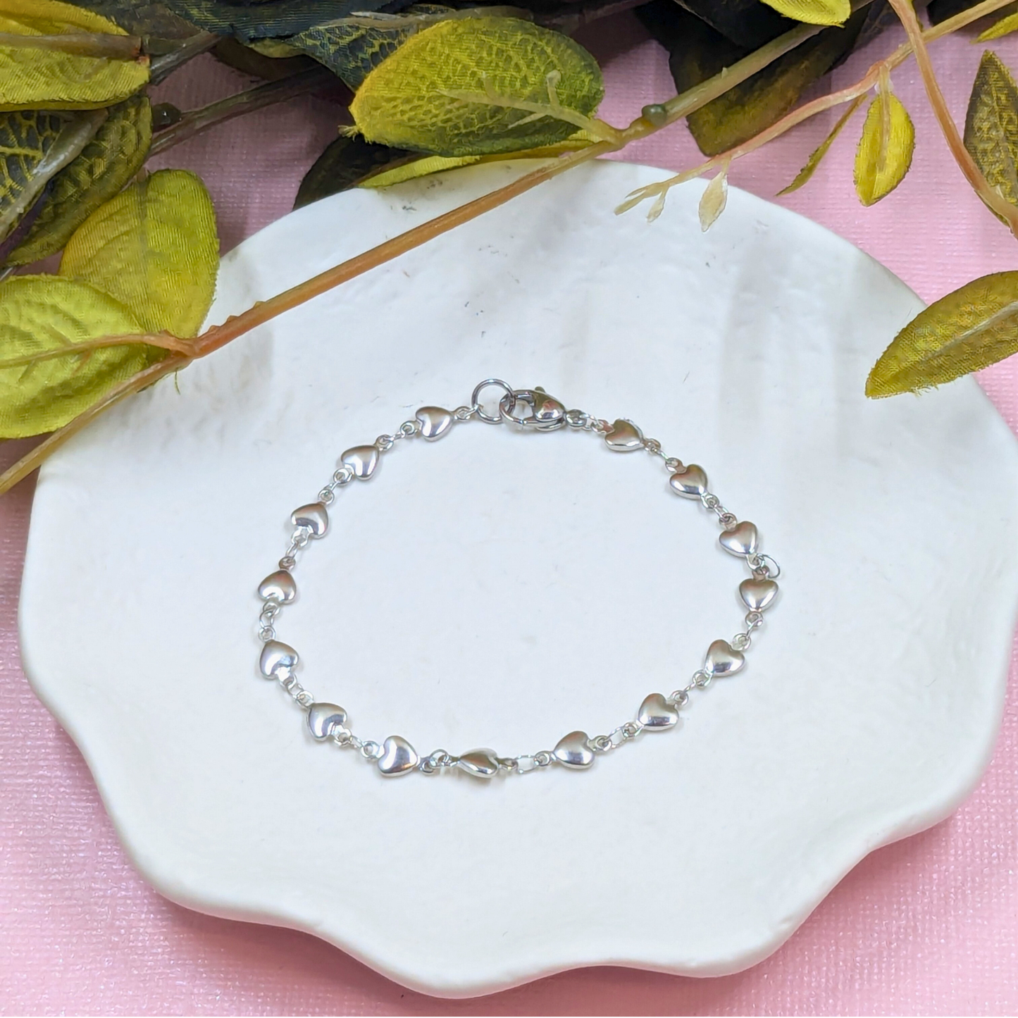 "Boston" Silver Heart Chain Bracelet - Ready-to-Wear Welded Bonds Style