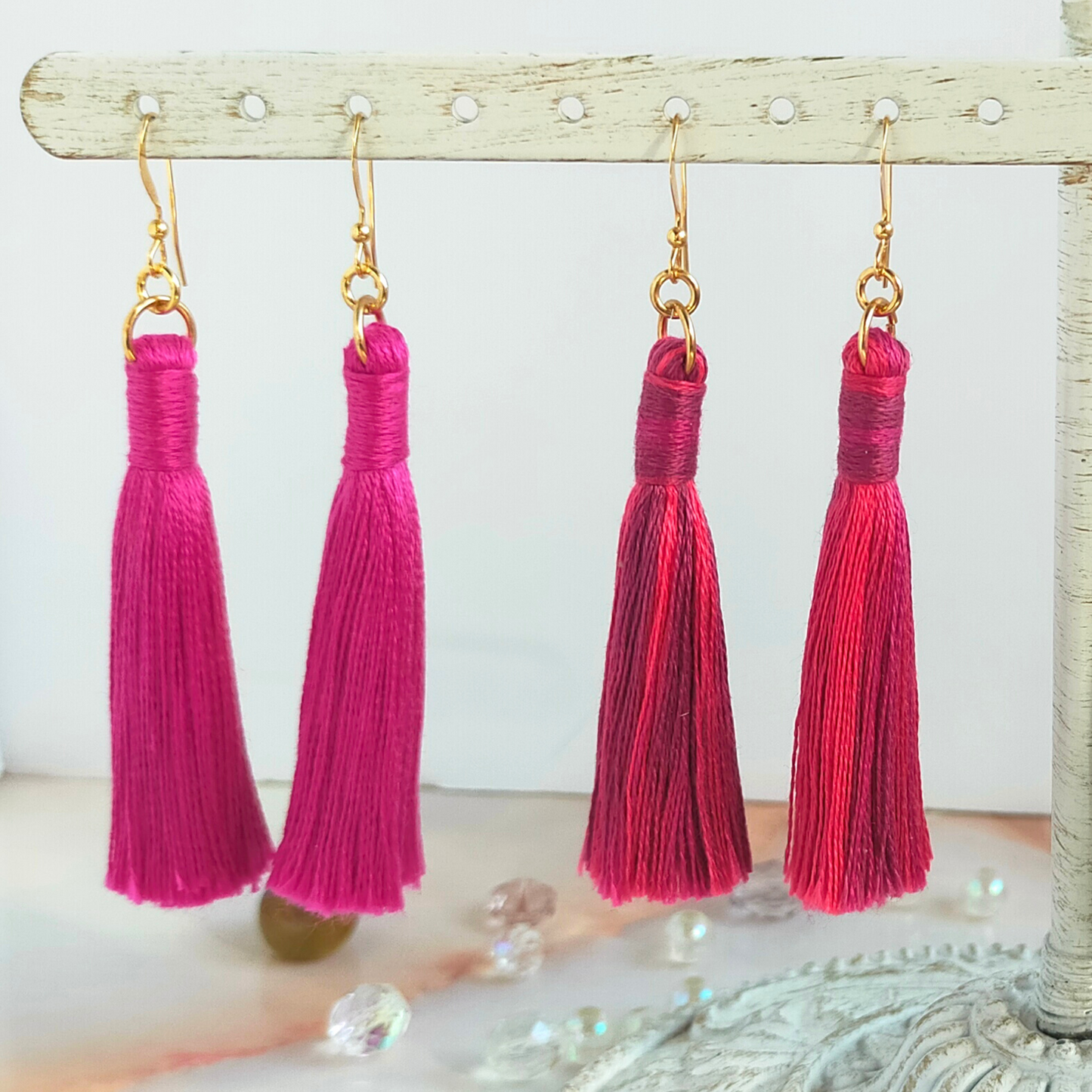 "Cora" 14k Gold-Filled Berries Tassel Earrings