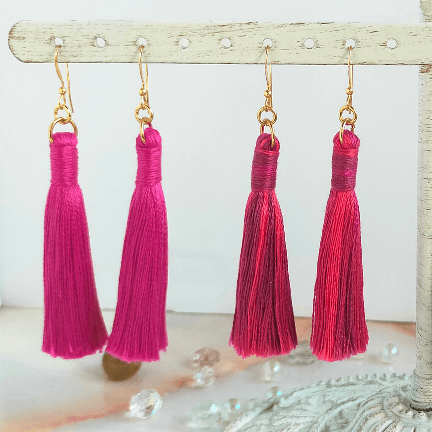 "Cora" 14k Gold-Filled Berries Tassel Earrings