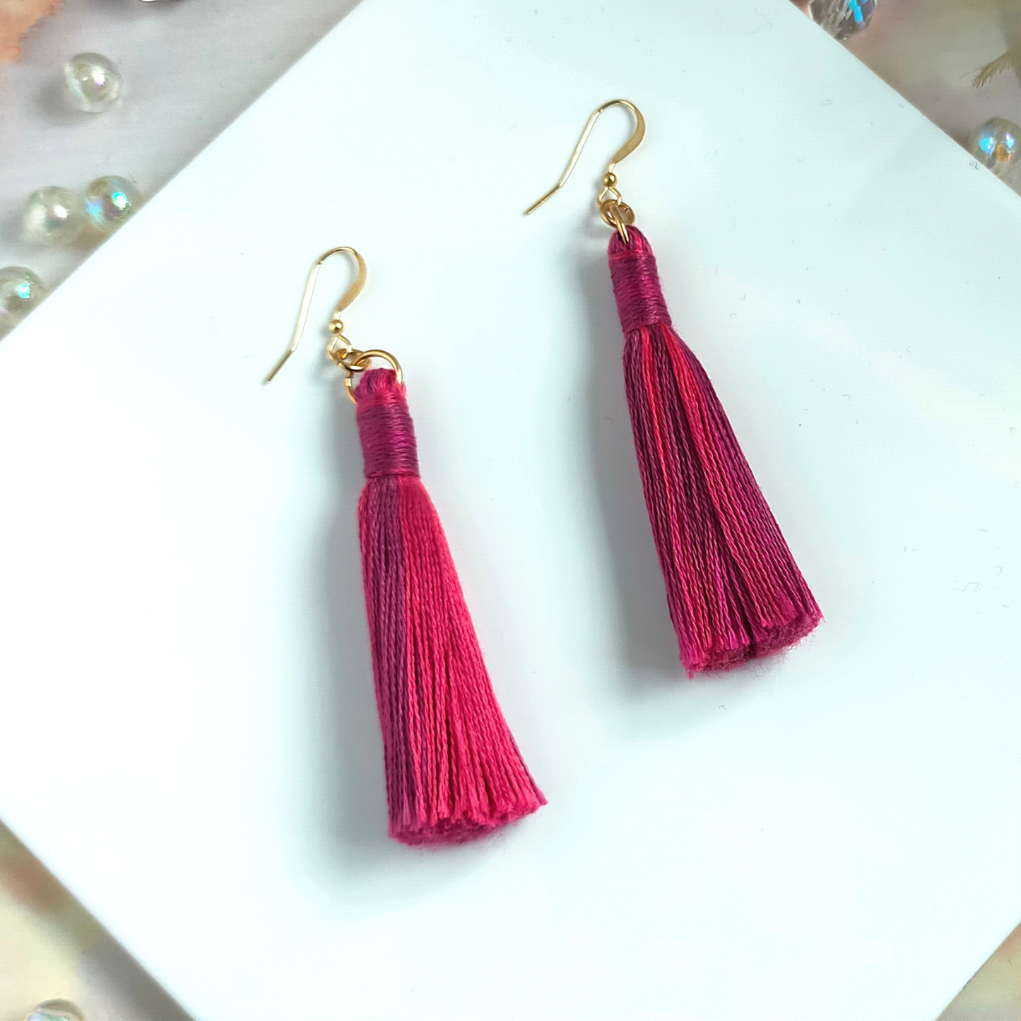 "Cora" 14k Gold-Filled Berries Tassel Earrings
