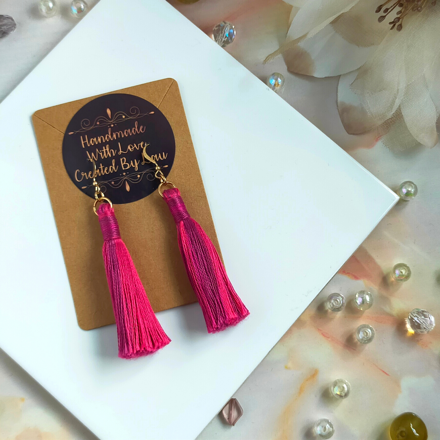 "Cora" 14k Gold-Filled Berries Tassel Earrings