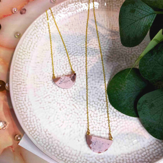 "Raelynn" Half Circle Cream & Beige Resin Necklace