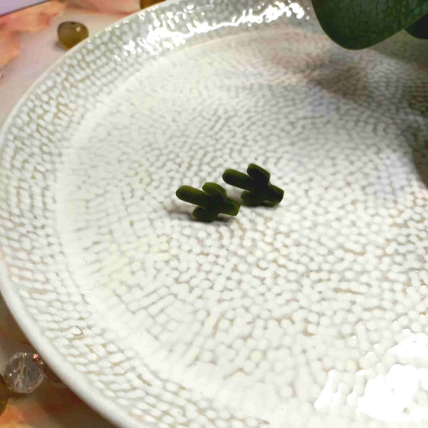 "Serena" Cactus Khaki Resin Stud Earrings
