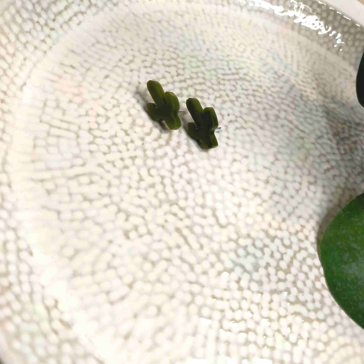 "Serena" Cactus Khaki Resin Stud Earrings
